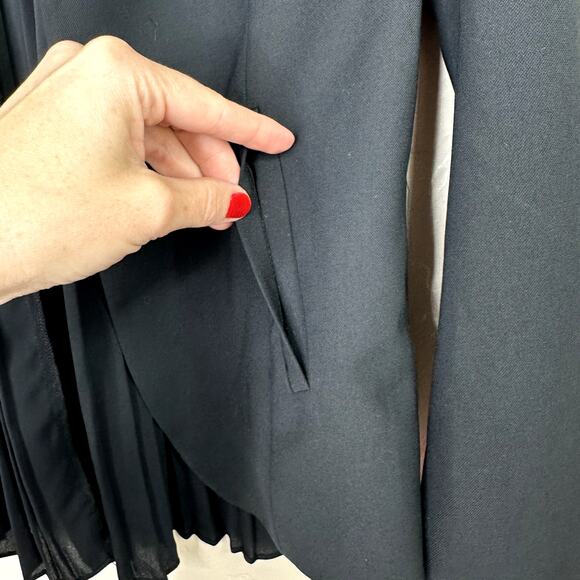 Trouve Nordstrom Black Pleated Flowy Chiffon Ethereal Back Open Jacket Blazer XS - Picture 6 of 10